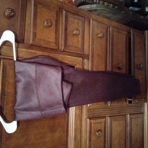 Plum/port wine leather leggings yoga waist band style